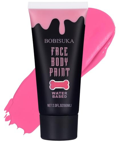 BOBISUKA Halloween Pintura Facial Rosado Lavable - Pinturas Corporales para Maquillaje Teatral, Carnaval, Fiesta, No Tóxico Resistente al Agua Larga Duración