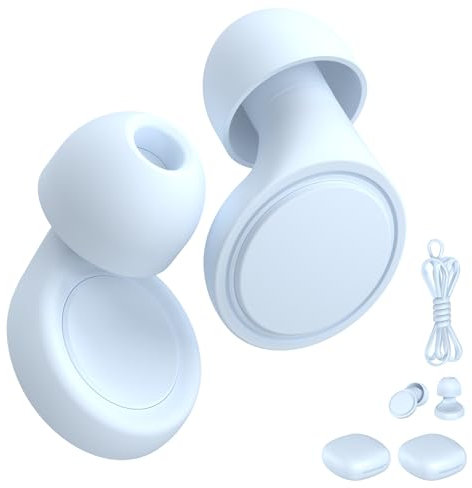 Jayine 2 Paar Ohrstöpsel zum Schlafen, weiche Vollsilikon Ohrenstöpsel geräuschreduzierende 25dB, wiederverwendbare Gehörschutz Ohrstöpsel für Konzert, Fokus, Reisen - 8 Ohrspitzen in S/M/L - Blau