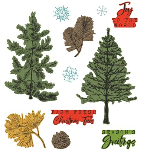 Sizzix Transparente Stempel mit Rahmen, A5, Motiv: Pine Holidays by 49 and Market
