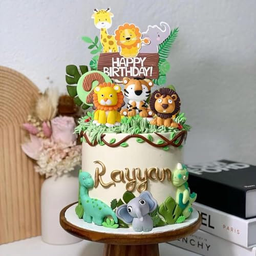 Tortendeko Waldtiere Tortendeko Wald Tortendeko Dschungel Tortendeko Tiere Safari Tortendeko Kindergeburtstag Kuchendeko Happy Birthday Cake Topper Deko Torte Blätter