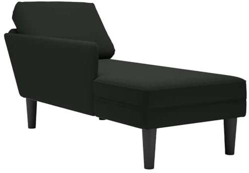 vidaXL Chaiselongue mit Kissen und Rechter Armlehne Schwarz Samt, Recamiere, Loungesessel, Lounge Sofa, Lounge, Loungesofa, Wohnzimmersofa
