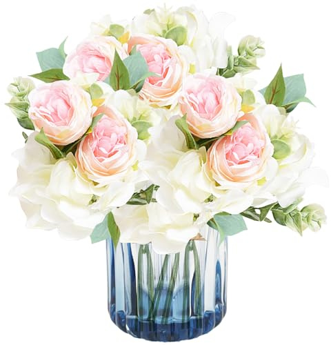 astylishome Faux Flowers that Look Real Long Stem Peony Artificial Flowers Silk Flowers Fake Peonies Bouquets Artificial Peony Bouquet for Wedding Home Party Decor Table Centerpieces 3818