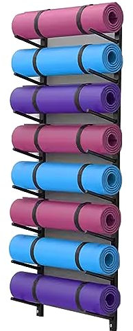 AEGCAOJH Aufbewahrungsregal für Yogamatten, an der Wand montierter Schaumstoffrollenständer, Aufbewahrungsregal für Fitnessmatten für Studio, Fitnessstudio (für 8 Matten)