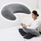TANYOO Gaming Pillow for Lap, Memory Foam Reading Pillow for Lap, Sitting in Bed or Sofa, Ergonomic U-Shaped with Elbow Rest, Reduce Arm Pain & Fatigue, Soft and Washable Cover (Grey)