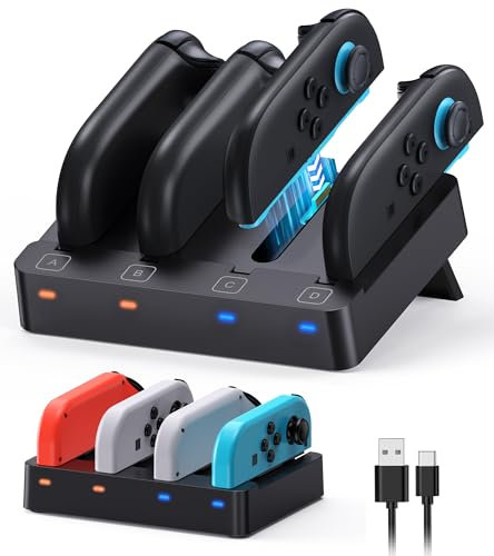 Station de charge pour manette Nintendo Switch 2 (2025) et Switch JoyCon, chargeur horizontal pour Switch Joy Con avec indicateur LED, accessoires de support de charge rapide pour Switch 2 et Switch 1