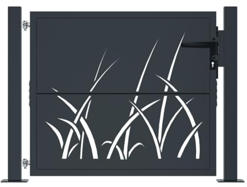 Hommdiy Gartentor Aus Metall Anthrazit Gartentore 100cm breit Gartentor 100cm hoch(100x100cm)