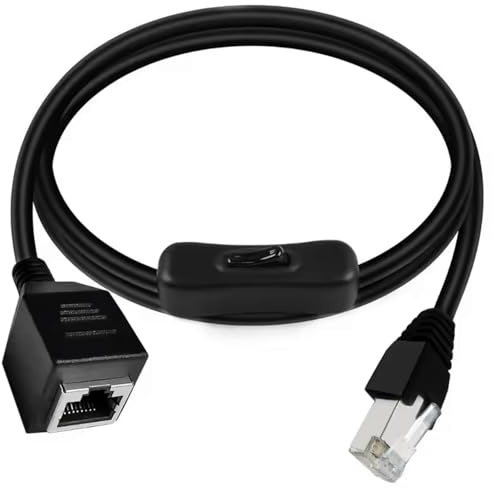CABLEPELADO RJ45-Netzwerkkabel mit ON/OFF-Schalter 50 cm – Ethernet-Kabel Stecker auf Buchse mit Ein-/Ausschalter für schnelle Verbindung