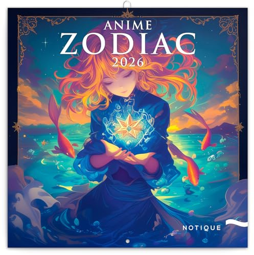 Kalender 2025–2026, Anime-Zodiac-Wandplaner, Fantasy-Manga-Organizer, 16-Monats-Hängeplaner, September 2025–Dezember 2026, 30,5 x 30,5 cm