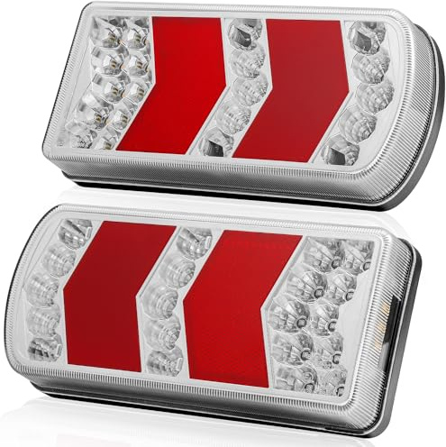 DARKGUARD L & R Anhänger Rückleuchten Led 12V 24V Beleuchtung Anhänger Lichter Wasserdicht 7Funktionen Nebelleuchte/Blinker/Position/Kennzeichen/Rückfahrlicht/Bremslicht/Reflektor ECE IP67