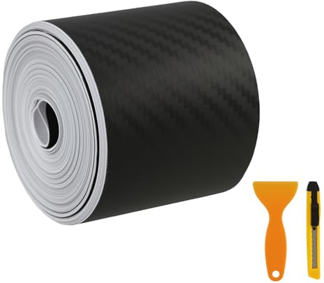 3PCS Carbon Folie, 5cm x 10m Einstiegsleisten Kohlefaser Aufkleber, Carbon Fiber Folie, Schwarz 3D Selbstklebend Schutzfolie für Auto, Zierstreifen, Kratzschutz