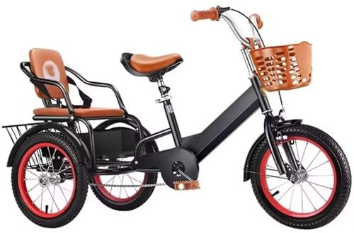 Trike 3-Rad-Lastenfahrrad, s Dreirad 16-18 Zoll mit Tragekörben, Vorderradbremse, Verstellbarer Sitz in Mehrfarbig(Black,18inch)