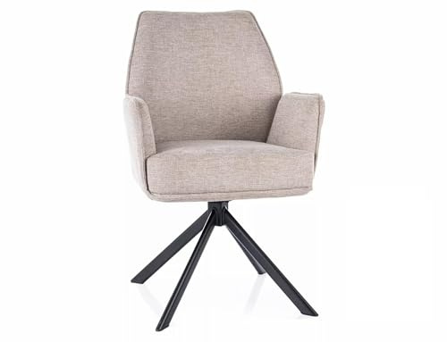 Stuhl InnHugo mit Auto-Return Drehfunktion - Beige Polster & Metallgestell