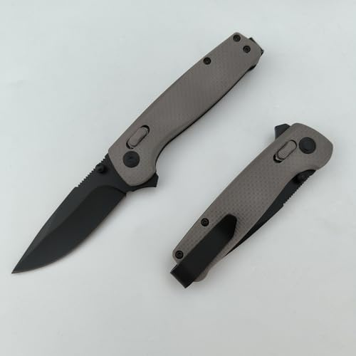 Verkto Klappmesser mit Taschenclip, EDC Taschenmesser für Outdoor Jagd Camping, Nylonfaser-Griff (Grau)