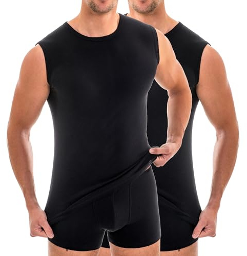 HERMKO 16040 2er Pack Herren Muskelshirts mit Rundhals, Unterhemd mit Modal