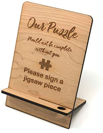 Jigsaw puzzle wedding guestbook sign