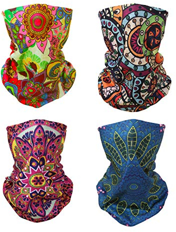 SMEHCF WLS 4 Stück Multifunktionstuch Gesichtsmaske Motorradmaske Sturmmaske Maske für Motorrad Ski Snowboard Snowboard Paintball Fahrrad Bergsteigen Trekking Skateboarden Angeln Böhmische Blume