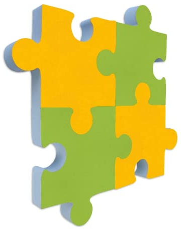 platino24 Schallabsorber-Set PUZZLE aus Basotect G+ mit Akustikfilz, Akustikbild aus 2x Sonnengelb, 2x Hellgrün Diagonale 360 x 50 mm