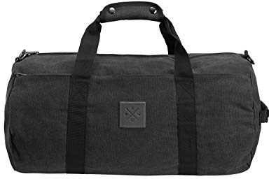 Canvas Barrel Bag - Sporttasche, 24 Liter, Duffel Bag Umhängetasche/Seesack mit Echt-Leder Veredelung (Manufaktur13) (Dark Grey)