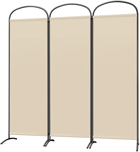Angel Living Paravent Stellwand Sichtschutz Faltbarer Raumteiler Trennwand Sichtschut für Draußen Garten Schlafzimmer Wohnzimmer Büro Innen Außenbereich (Beige, 3 Teilig)