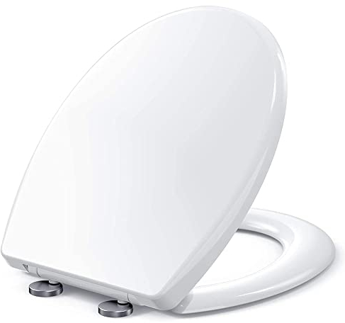 ROMISA - Asiento para inodoro, cierre suave, desmontaje rápido, fácil de limpiar, antibacteriano, forma de O