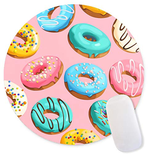 Cute Donut Mouse Pad Gaming Mouse Pad Non-Slip Rubber Round Small Mouse Pads for Wireless Mouse Laptop Computer Office 7.9 x 7.9 Inch Women Girls Desk Decoration Accessories