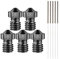 SIMAX3D 5PCS 0.4MM E3D V6 Düse+Reinigungsnadel aus Edelstahl,Gehärteter Stahl Hochtemperatur Nozzle,für Prusa/anycubic/3D Drucker Extruder Zubehör