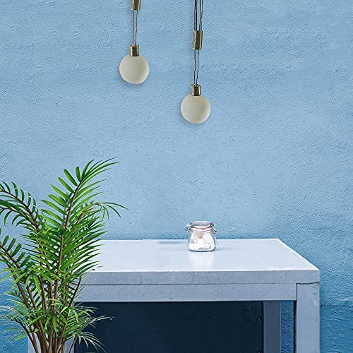 Dapo Hochwertige Glas-Decken-Hänge-Pendel-Leuchte-Lampe JULIETTA mit Gegenzug, verstellbar 120-200 cm Fassung 2x E14 Metall nickel/Opal-Glas weiß