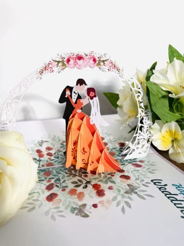 Pop-Up-Karte für Hochzeitspaar, 3D-Karte, für besondere Anlässe Happy Wedding für Paarumarmung Eine entzückende Überraschung, Glückwunschkarte zur Hochzeit, Geschenk für Sie und Ihn