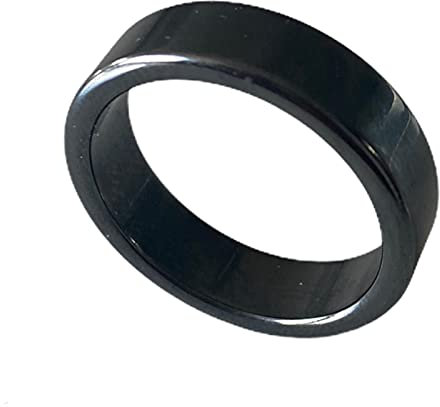 Damen und Herren Ring aus Hämatit Edelstein Steinring schmal Flach schlicht dunkelgrau 6mm hochwertige Qualität (60 (19.0mm))