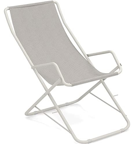 Emu Bahama Klappliege, Farbe: Weiß, 23 cm, Bezug aus Textilene, Farbe Jersey-Eis