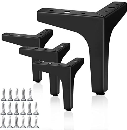 Herbst Lot de 4 Pieds de Meubles Noirs 10 cm Triangle Pied Meuble Métal, Bricolage pour Pied de Table Basse, Pieds de Chaise, Pieds de Canapé, Pieds Meuble Cuisine(Noir 4pcs-10cm)