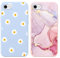 Pnakqil [2 Stück für iPhone 8 /iPhone 7 Hülle 4,7, Handyhülle für iPhone SE 2020 / SE 2022 mit Blume Gänseblümchen Muster Marmor Motiv Weich Silikon Dünn Case Stoßfest Mädchen Schutzhülle, Blau Rosa