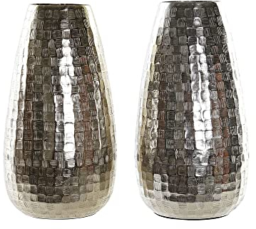 DKD Home Decor Vase der Marke Aluminium Modern Silber (2 Stück) (16 x 16 x 32 cm) (Referenz: S3017302)