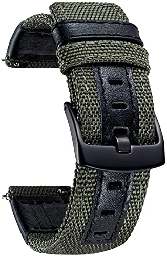 Aliwisdom Nylon Cinturino di Ricambio 20mm 22mm 24mm per Smartwatch, Universale Cinturino Nylon Tela Pelle Sgancio Rapido Cinturini di Ricambio con Fibbia in Acciaio Inossidabile (24 mm, Verde)