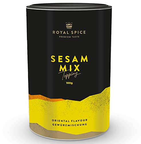 Royal Spice Sesam Mix Topping 100g - Ganze Sesamsamen & Schwarzkümmel Samen Gewürzmischung als perfektes Topping für Fladenbrot, Pita & Burger - Echte Schwarzkümmel & Sesam Samen