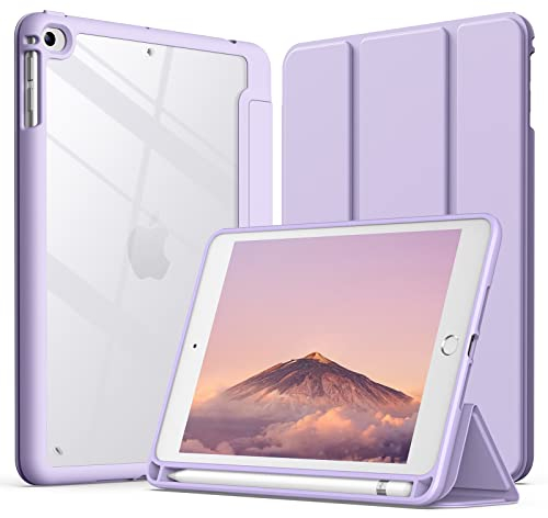 JETech Hülle für iPad mini 5/4 (7,9 Zoll Modell 2019/2015) mit Stifthalter, Klare Transparente Rückseite Schutzhülle Dünner Ständer Stoßfest Tablet (Helles Lila)