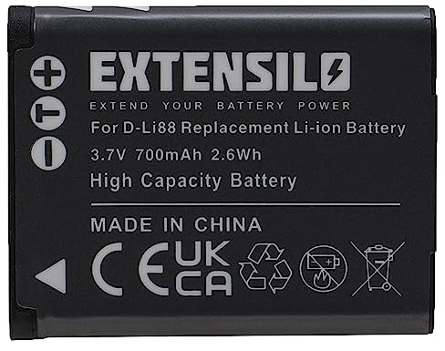 EXTENSILO Akku Ersatz für Sanyo DB-L80 für Kamera (700mAh, 3,7V, Li-Ion)