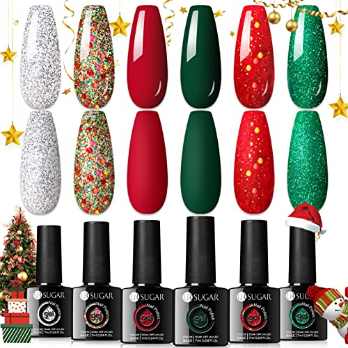 UR SUGAR UV Nagellack Weihnachten Set, U V Gel Nagellacks Weihnachten Herbsts Set 6 Farben Nagellack Winter Soak Off UV Nägel Gellack für Nagelstudio Kit DIY zu Hause Salon