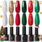 UR SUGAR Christmas Gel Nail Polish, 6 Colours Red Green White Glitter Polish Set Soak Off Gel Polish Autumn Winter Nail Varnish U V Nail Lamp Manicure Gift Sets for Christmas