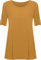 WearAll Womens Plus Size Scoop Neck Short Sleeve Flared Ladies Long Plain Top Mustard - 20