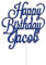 Personalised Happy Birthday Cake Topper by KreateSquare | Custom Colour Any Name Acrylic Cake Decoration | Navy Blue