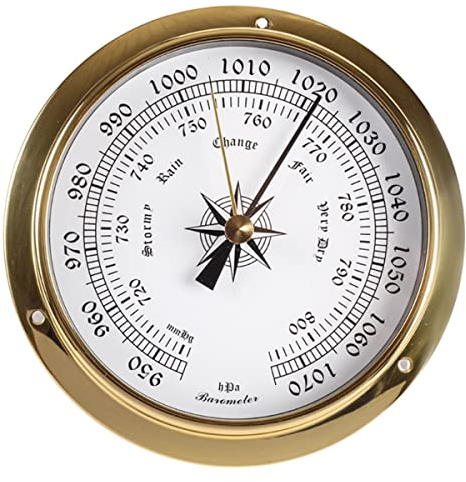 RUNLAIKEJI 145 mm Wand-Barometer, rundes Metall-Zifferblatt, barometrisches Manometer für Zuhause, Angelbarometer, Barometer für Zuhause, Innen- und Außenbereich