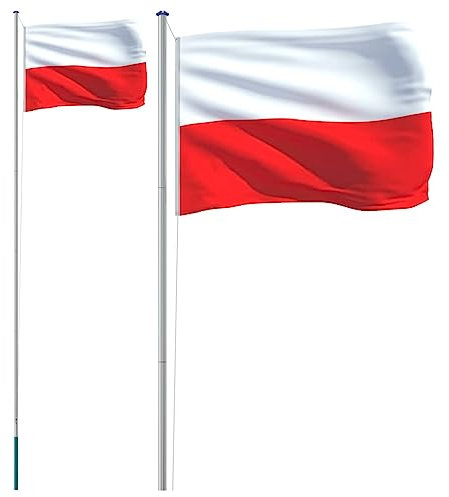 Bussandri Exclusive - Flagge Polens mit Mast 6,23 m Aluminium