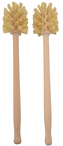 Toilet Brush, Toilet Brush, 2pcs Wooden Toilet Cleaning Brushes with Non Slip Long Handle, Bristles Toilet Cleaning Tools for Bathroom, Wooden Toilet Brush