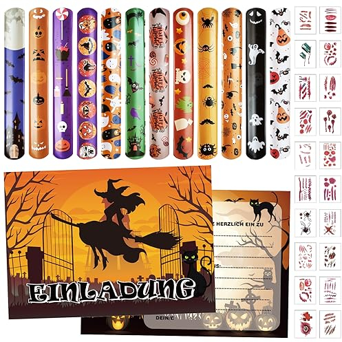 Schnapparmband Halloween, 44PCS Halloween Mitgebsel Kinder Bunte Slap Armbänder, Halloween Party Deko Kinder Geschenke, Halloween Kindergeburtstag Gastgeschenke Party Schnapparmband für Mädchen Jungen