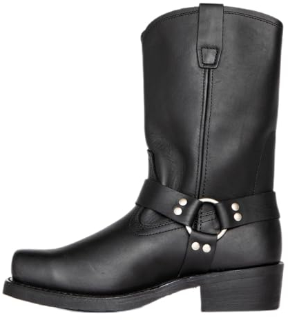 DJFOG Stivali da moto da uomo con punta quadrata, stivali da uomo con stivaletti con punta quadrata e cerniera laterale,Nero,46