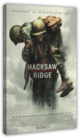 EYEZER Filmposter Hacksaw Ridge, Leinwand, Poster, Schlafzimmer, Dekoration, Sport, Landschaft, Büro, Raumdekoration, Geschenk, Rahmenstil, 50 x 75 cm