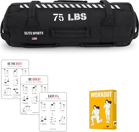 Elite Sports Workout Sandsack für vielseitige, Intensive Rumpfmuskulatur, Fitness, Krafttraining mit strategischer Griffplatzierung (unbefüllt)