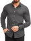 COOFANDY Dress Shirt Men's Long Sleeve Smart Casual Work Formal Tuxedo Regular Fit Button Down Unicoloured Shirt Dark Grey M
