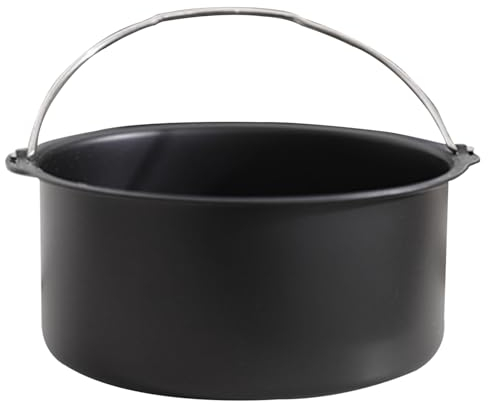 Air Fryer Cake Pan Air Fryer Cake Tin Air Fryer Egg Moulds 6inch Air Fryer Pan Carbon Steel Non-stick Air Fryer Baking Pan with Handle Food Grade Heat Resistant Multifunctional Air Fryer Accessories